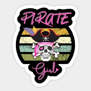 Cute Pirate Girl Skull Girl Halloween Costume Pirate Crew Sticker